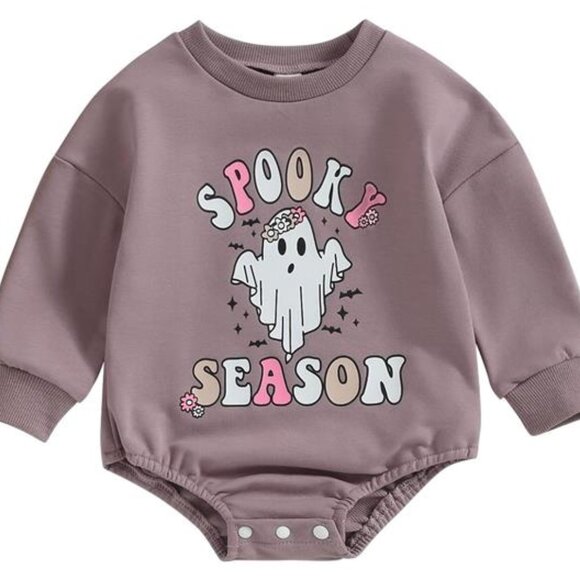 Newborn Halloween Outfit‎ Girl Boy Spooky Season Romper Bubble Sweatshirt - Picture 1 of 7